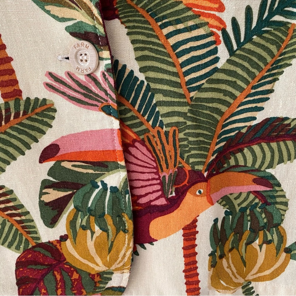BNWT FARM Rio Tropical Cream Blazer with Green, Orange & Burgundy Print - Picture 6 of 10